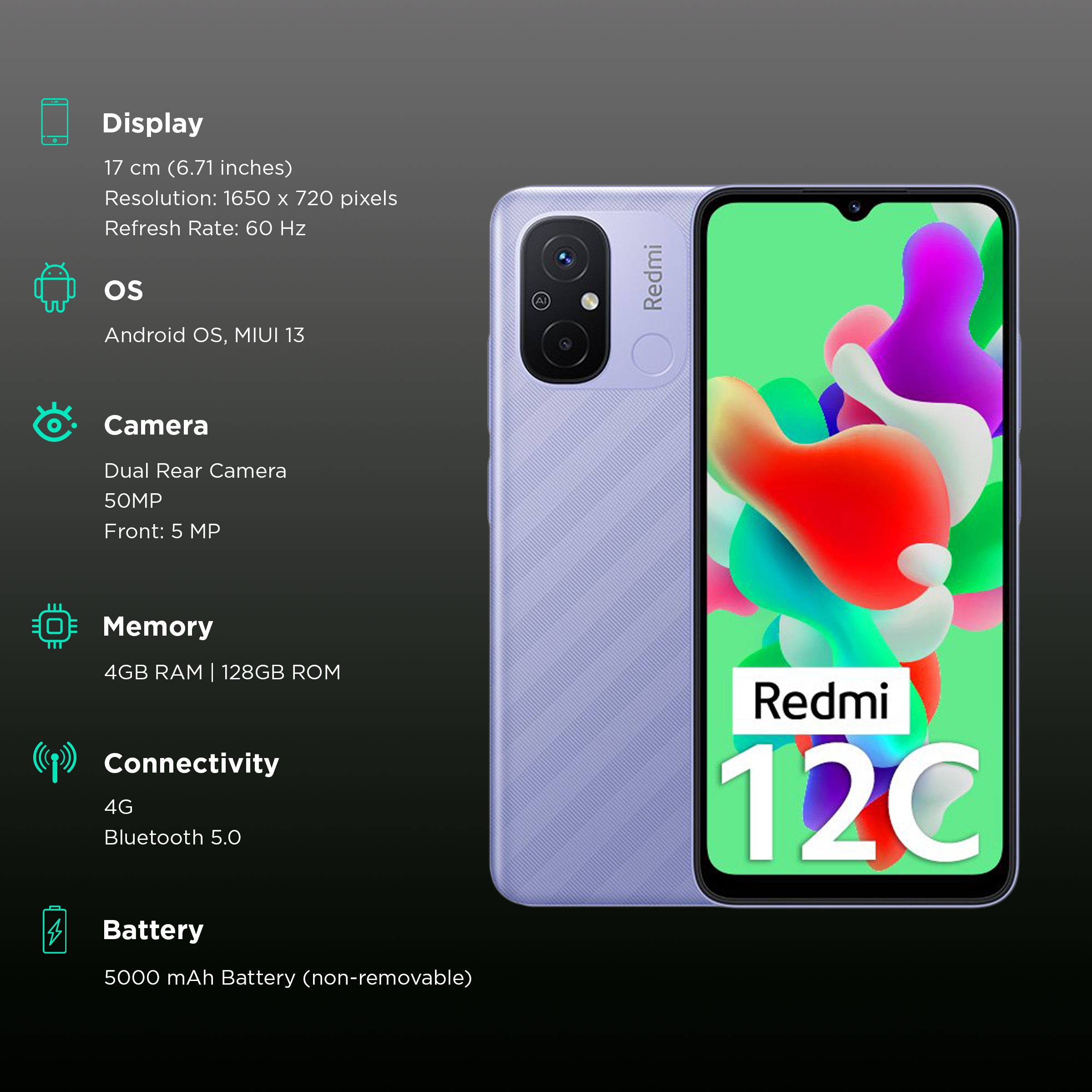 Buy Redmi 12C (4GB RAM, 128GB, Lavender Purple) Online - Croma